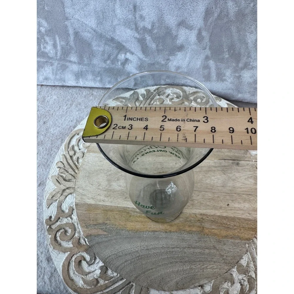 Pat O'Briens New Orleans Hurricane Glass Have Fun Green‎ Logo Souvenir 10 inch